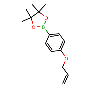 Chemical structure of 4,4,5,5-Tetramethyl-2-[4-(prop-2-en-1-yloxy)phenyl]-1,3,2-dioxaborolane , CAS 1415236-88-2, AChemBlock X206493