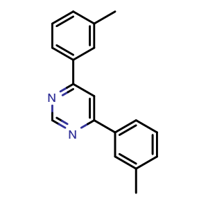 Chemical structure of 4,6-Bis(3-methylphenyl)pyrimidine , CAS 1373880-82-0, AChemBlock X206526