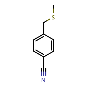 Chemical structure of 4-[(methylsulfanyl)methyl]benzonitrile , CAS 168028-51-1, AChemBlock X206542