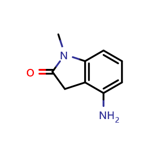 Chemical structure of 4-amino-1-methylindolin-2-one , CAS 848678-68-2, AChemBlock X206553