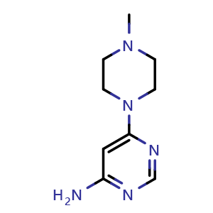 Chemical structure of 4-Amino-6-(4-methyl-1-piperazinyl)pyrimidine , CAS 96225-96-6, AChemBlock X206569