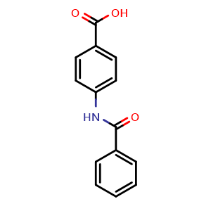 Chemical structure of 4-Benzamidobenzoic acid , CAS 582-80-9, AChemBlock X206579
