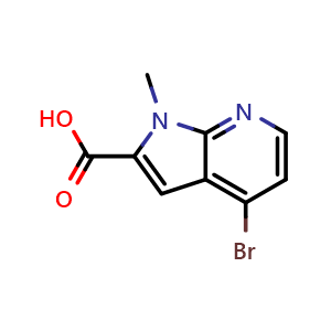 Chemical structure of 4-bromo-1-methyl-pyrrolo[2,3-b]pyridine-2-carboxylic acid , CAS 2361994-09-2, AChemBlock X206596