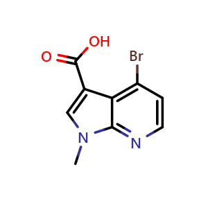 Chemical structure of 4-bromo-1-methyl-pyrrolo[2,3-b]pyridine-3-carboxylic acid , CAS 1448891-80-2, AChemBlock X206597