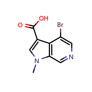Chemical structure of 4-bromo-1-methyl-pyrrolo[2,3-c]pyridine-3-carboxylic acid , CAS 1448891-92-6, AChemBlock X206599