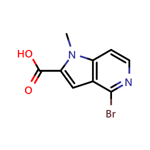 Chemical structure of 4-bromo-1-methyl-pyrrolo[3,2-c]pyridine-2-carboxylic acid , CAS 1784112-18-0, AChemBlock X206600