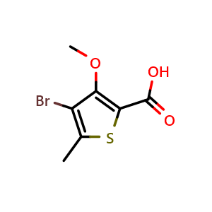 Chemical structure of 4-Bromo-3-methoxy-5-methylthiophene-2-carboxylic acid , CAS 113589-56-3, AChemBlock X206624