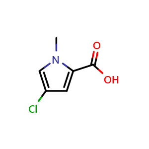 Chemical structure of 4-chloro-1-methyl-1H-pyrrole-2-carboxylic acid , CAS 877964-38-0, AChemBlock X206674