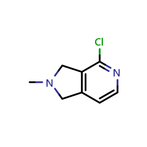 Chemical structure of 4-chloro-2-methyl-1,3-dihydropyrrolo[3,4-c]pyridine , CAS 2247650-91-3, AChemBlock X206689