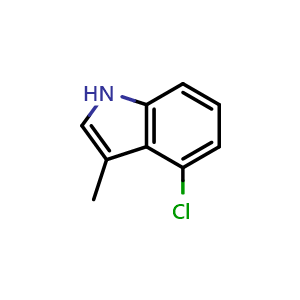 Chemical structure of 4-Chloro-3-methyl-1H-indole , CAS 858236-14-3, AChemBlock X206703