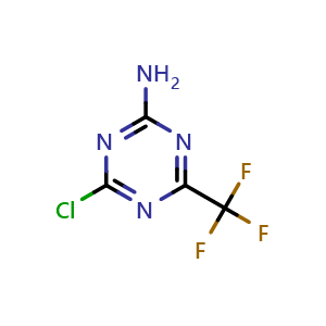 Chemical structure of 4-chloro-6-(trifluoromethyl)-1,3,5-triazin-2-amine , CAS 1211518-11-4, AChemBlock X206713