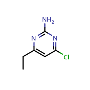 Chemical structure of 4-Chloro-6-ethylpyrimidin-2-amine , CAS 5734-67-8, AChemBlock X206714