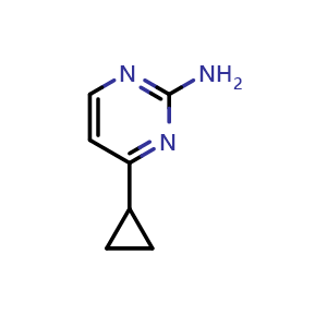 Chemical structure of 4-cyclopropylpyrimidin-2-amine , CAS 21573-15-9, AChemBlock X206732