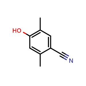 Chemical structure of 4-Hydroxy-2,5-dimethylbenzonitrile , CAS 85223-94-5, AChemBlock X206773