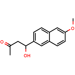 Chemical structure of 4-Hydroxy-4-(6-methoxynaphthalen-2-yl)butan-2-one , CAS 98386-83-5, AChemBlock X206779
