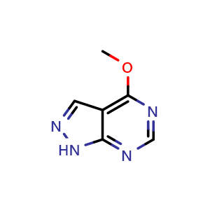 Chemical structure of 4-methoxy-1H-pyrazolo[3,4-d]pyrimidine , CAS 5399-93-9, AChemBlock X206800