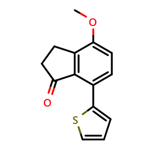 Chemical structure of 4-methoxy-7-(thiophen-2-yl)-2,3-dihydro-1H-inden-1-one , CAS 2186640-94-6, AChemBlock X206807