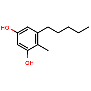 Chemical structure of 4-methyl-5-pentylbenzene-1,3-diol , CAS 889104-80-7, AChemBlock X206823