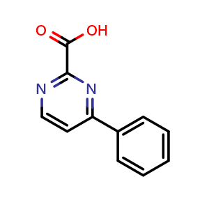 Chemical structure of 4-Phenylpyrimidine-2-carboxylic acid , CAS 74647-39-5, AChemBlock X206846