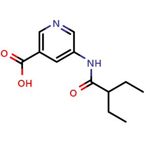 Chemical structure of 5-(2-ethylbutanamido)nicotinic acid , CAS 1281394-76-0, AChemBlock X206863