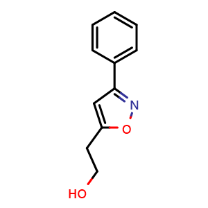 Chemical structure of 5-(2-Hydroxyethyl)-3-Phenyl Isoxazole , CAS 14776-02-4, AChemBlock X206864