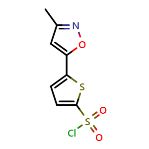 Chemical structure of 5-(3-methyl-5-isoxazolyl)-2-thiophenesulfonyl chloride , CAS 1282218-14-7, AChemBlock X206870