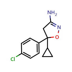 Chemical structure of 5-(4-Chlorophenyl)-5-cyclopropyl-4,5-dihydroisoxazol-3-amine , AChemBlock X206877