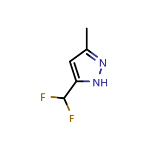 Chemical structure of 5-(difluoromethyl)-3-methyl-1H-pyrazole , CAS 934759-09-8, AChemBlock X206905