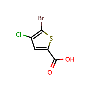 Chemical structure of 5-bromo-4-chloro-thiophene-2-carboxylic acid , CAS 123418-69-9, AChemBlock X207036
