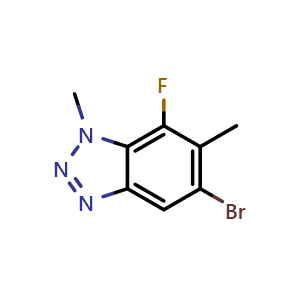 Chemical structure of 5-bromo-7-fluoro-1,6-dimethyl-benzotriazole , CAS 2940957-00-4, AChemBlock X207050