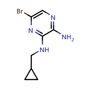 Chemical structure of 5-Bromo-N3-Cyclopropylmethyl-Pyrazine-2,3-Diamine , CAS 767343-19-1, AChemBlock X207066