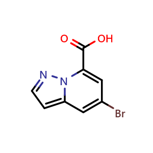 Chemical structure of 5-bromopyrazolo[1,5-a]pyridine-7-carboxylic acid , CAS 2920437-43-8, AChemBlock X207071
