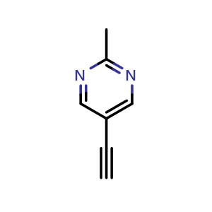 Chemical structure of 5-ethynyl-2-methyl-pyrimidine , CAS 1196153-50-0, AChemBlock X207110