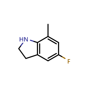 Chemical structure of 5-fluoro-7-methyl-indoline , CAS 954276-37-0, AChemBlock X207128