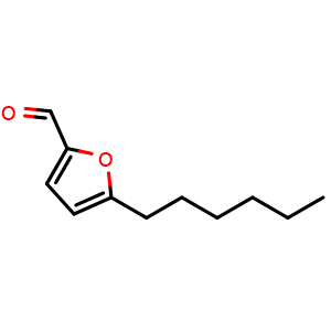 Chemical structure of 5-hexylfuran-2-carbaldehyde , CAS 7011-80-5, AChemBlock X207135