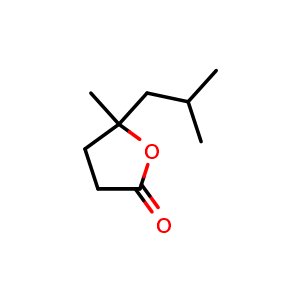 Chemical structure of 5-isobutyl-5-methyldihydrofuran-2(3H)-one , CAS 10200-21-2, AChemBlock X207149