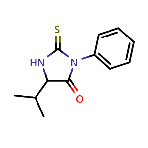 Chemical structure of 5-Isopropyl-3-phenyl-2-thioxoimidazolidin-4-one , CAS 4333-20-4, AChemBlock X207152