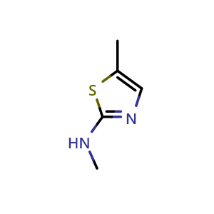 Chemical structure of 5-methyl-2-methylamino-1,3-thiazole , CAS 52829-91-1, AChemBlock X207174
