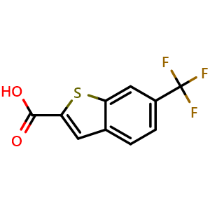 Chemical structure of 6-(trifluoromethyl)-1-benzothiophene-2-carboxylic acid , CAS 142329-22-4, AChemBlock X207235