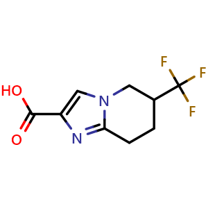 Chemical structure of 6-(trifluoromethyl)-5,6,7,8-tetrahydroimidazo[1,2-a]pyridine-2-carboxylic acid , CAS 1774893-22-9, AChemBlock X207236