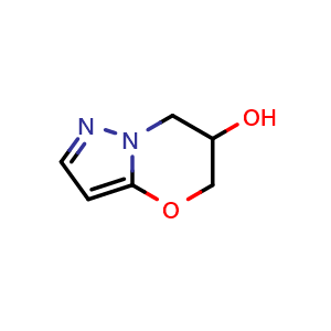Chemical structure of 6,7-dihydro-5H-pyrazolo[5,1-b][1,3]oxazin-6-ol , CAS 1558277-46-5, AChemBlock X207243