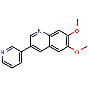 Chemical structure of 6,7-Dimethoxy-3-(3-pyridinyl)quinoline , CAS 146535-49-1, AChemBlock X207246