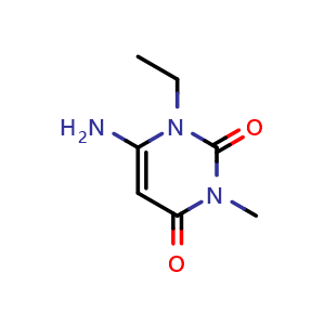 Chemical structure of 6-amino-3-methyl-1-(ethyl)-1,2,3,4-tetrahydropyrimidine-2,4-dione , CAS 41862-13-9, AChemBlock X207256