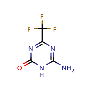 Chemical structure of 6-amino-4-(trifluoromethyl)-1,3,5-triazin-2(1H)-one , CAS 21638-99-3, AChemBlock X207257