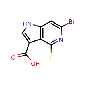Chemical structure of 6-bromo-4-fluoro-1H-pyrrolo[3,2-c]pyridine-3-carboxylic acid , CAS 2920391-48-4, AChemBlock X207305