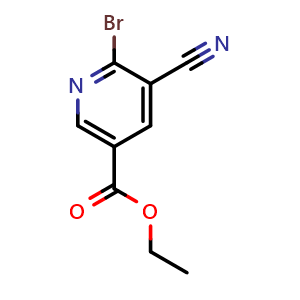 Chemical structure of 6-Bromo-5-Cyano-Nicotinic acid Ethyl Ester , CAS 70416-50-1, AChemBlock X207310