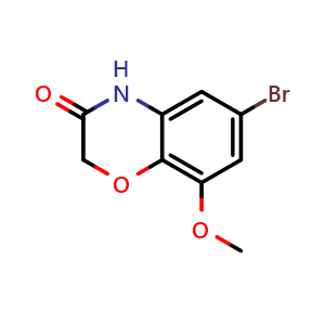 Chemical structure of 6-bromo-8-methoxy-2H-benzo[b][1,4]oxazin-3(4H)-one , CAS 943995-18-4, AChemBlock X207322
