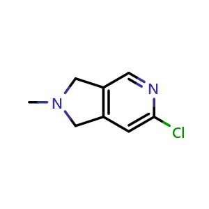 Chemical structure of 6-chloro-2-methyl-1,3-dihydropyrrolo[3,4-c]pyridine , CAS 1554651-96-5, AChemBlock X207349