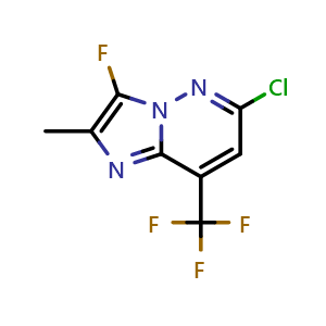 Chemical structure of 6-chloro-3-fluoro-2-methyl-8-(trifluoromethyl)imidazo[1,2-b]pyridazine , CAS 2940956-95-4, AChemBlock X207356