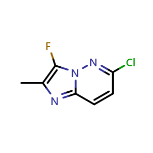Chemical structure of 6-chloro-3-fluoro-2-methyl-imidazo[1,2-b]pyridazine , CAS 2940949-22-2, AChemBlock X207357
